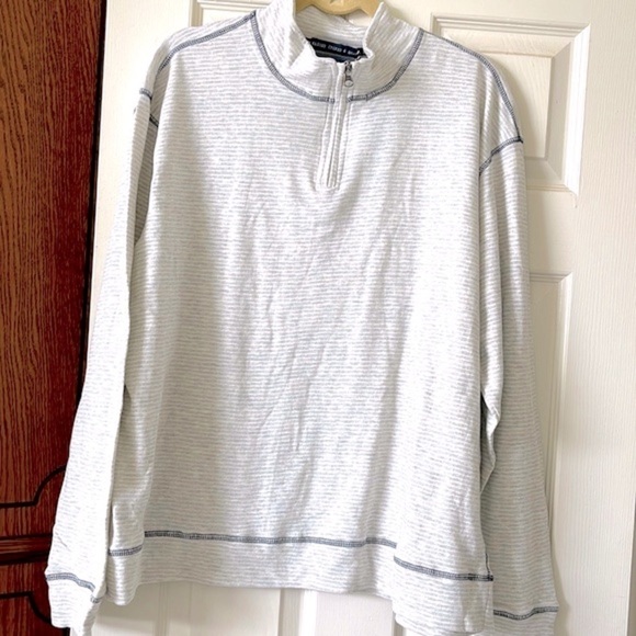 New Washed Stoned & Beaten Long Sleeves Sweatshirt Men Size XXL Half Zip White - Picture 1 of 7